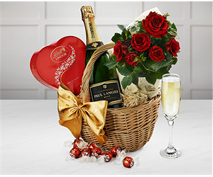 Mother's Day Roses, Chocolate & Champagne Hamper